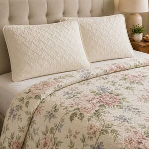 VCNY Home Cream Ivory Quilted Basketweave Standard Pillow‎ Sham Envelope Closure